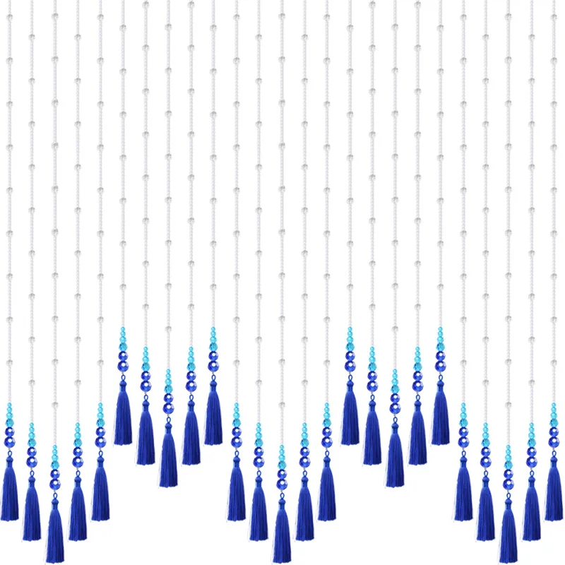 Punch free new style bead curtain blue tassel crystal partition curtain living room decorative curtain room decoration