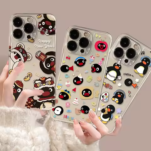Cute Penguin Pingu Case For Samsung S24 S21 S22 S23 S30 S25 Plus Ultra S20 S21 S23 S24 FE A55 A35 A15 A34 A54 A56 A36 Soft Cover