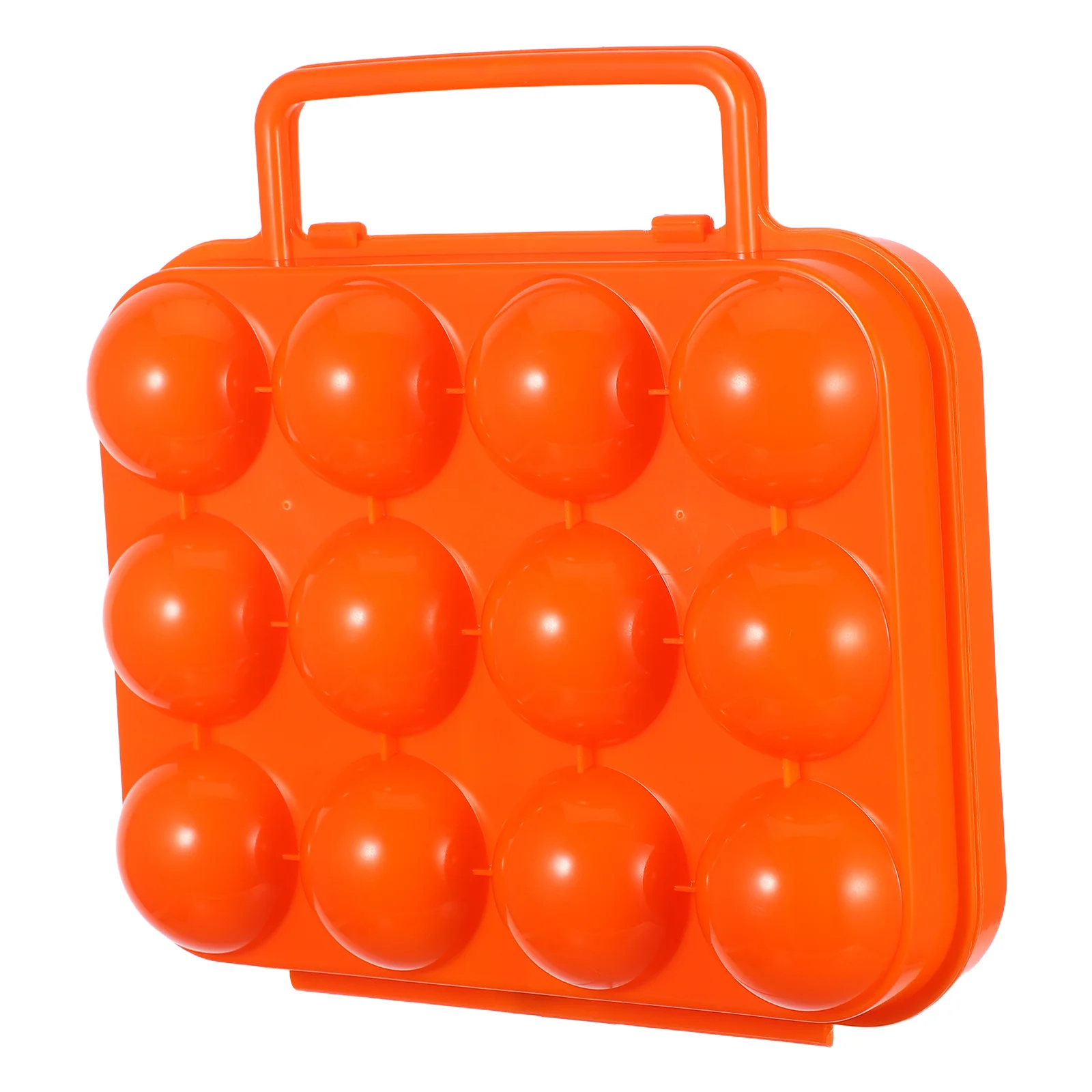 Folding 12 Egg Carrier Portable Plastic Storage Box with Handle for Outdoor Camping Picnic Easy Carry Secure Lock Orange
