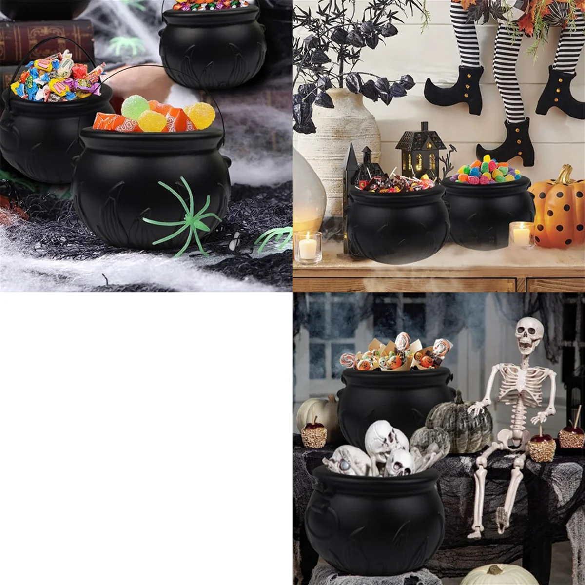 Chaudron de sorcière d'Halloween, bol de service à bonbons, décor de bonbons effrayants, bols à poinçonner, chaudron avec fer T1, E27