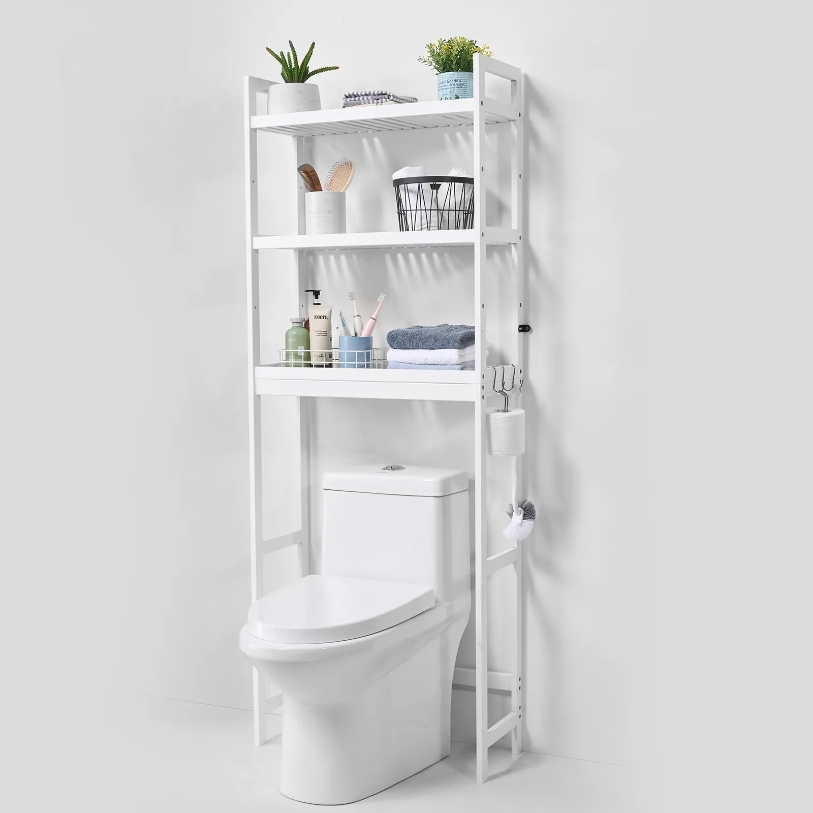 

3 Tier Over Toilet Storage Rack Bamboo Bathroom Organizer Space Saving Shelving Unit for Small Bathrooms Efficient Toiletry