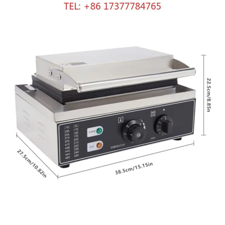Waffle Maker with Temperature Control for Home Kitchen Cafe or Restaurant Stainless Steel Body Silver Color Effi