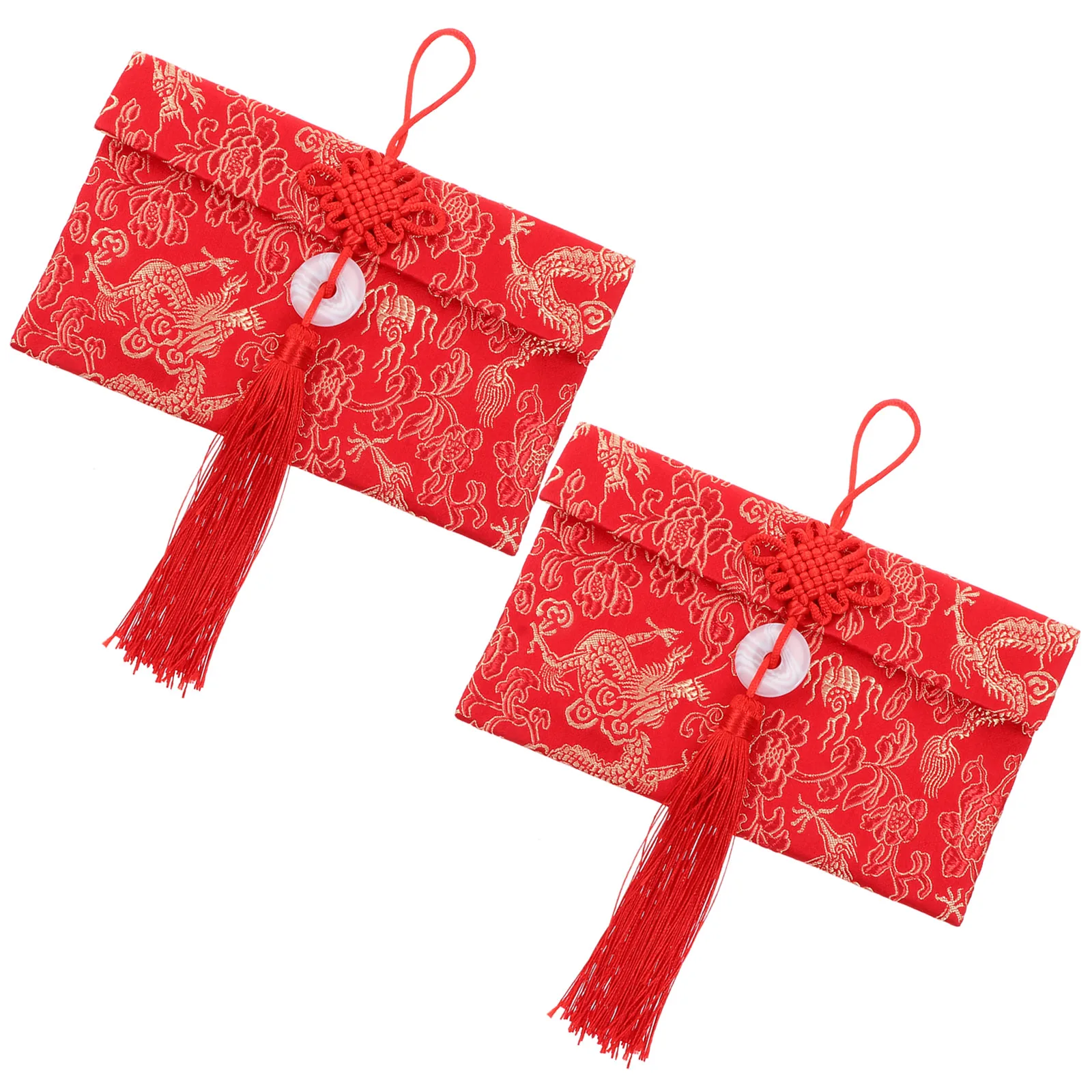 

2 Pcs Brocade Red Envelopes Chinese New Year Wedding Festival Gift Money Packets Gold Stamping Lucky CNY for Blessings
