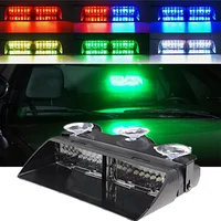 Lámpara de luces intermitentes estroboscópicas para coche, 16LED con adaptador de cargador de coche, luz intermitente Led de policía, luces de baliza de advertencia de parabrisas de emergencia