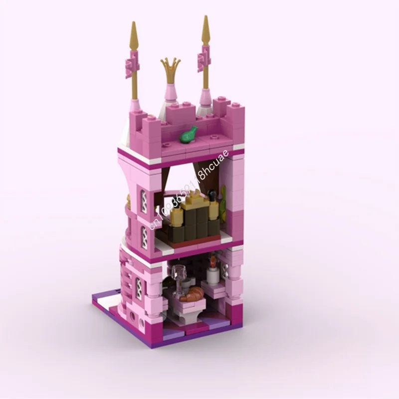 ตัวต่อ MOC ปราสาทเจ้าหญิงสีชมพู 296 ชิ้น แบบโมดูลาร์ ของเล่นตัวต่อเสริมสร้างจินตนาการ ไอเดียการศึกษา ของขวัญคริสต์มาส ตัวต่อสำหรับเด็ก
