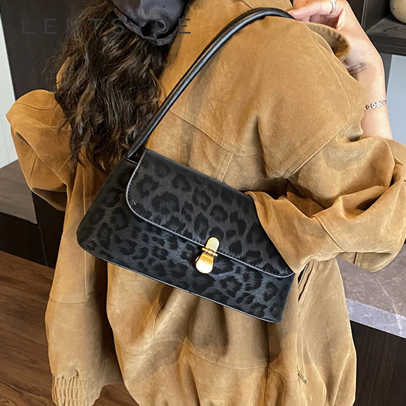 

Левая сторона, женская маленькая леопардовая сумка на плечо из искусственной кожи, зима 2022, ретро сумка подмышки, роскошные дизайнерские трендовые женские сумки