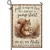 Funny Coffee Squirrel Quote Autumn Garden Flag 12x18 Inch llz