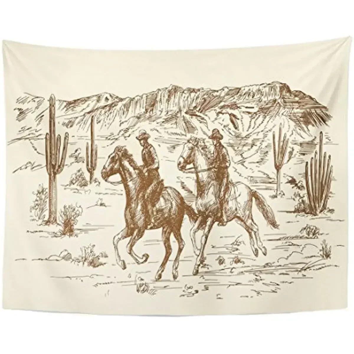 Tapestry Ranch Wild West Desert Sketch Western Landscape Home Decor Wall Hanging for Living Room Bedroom Dorm