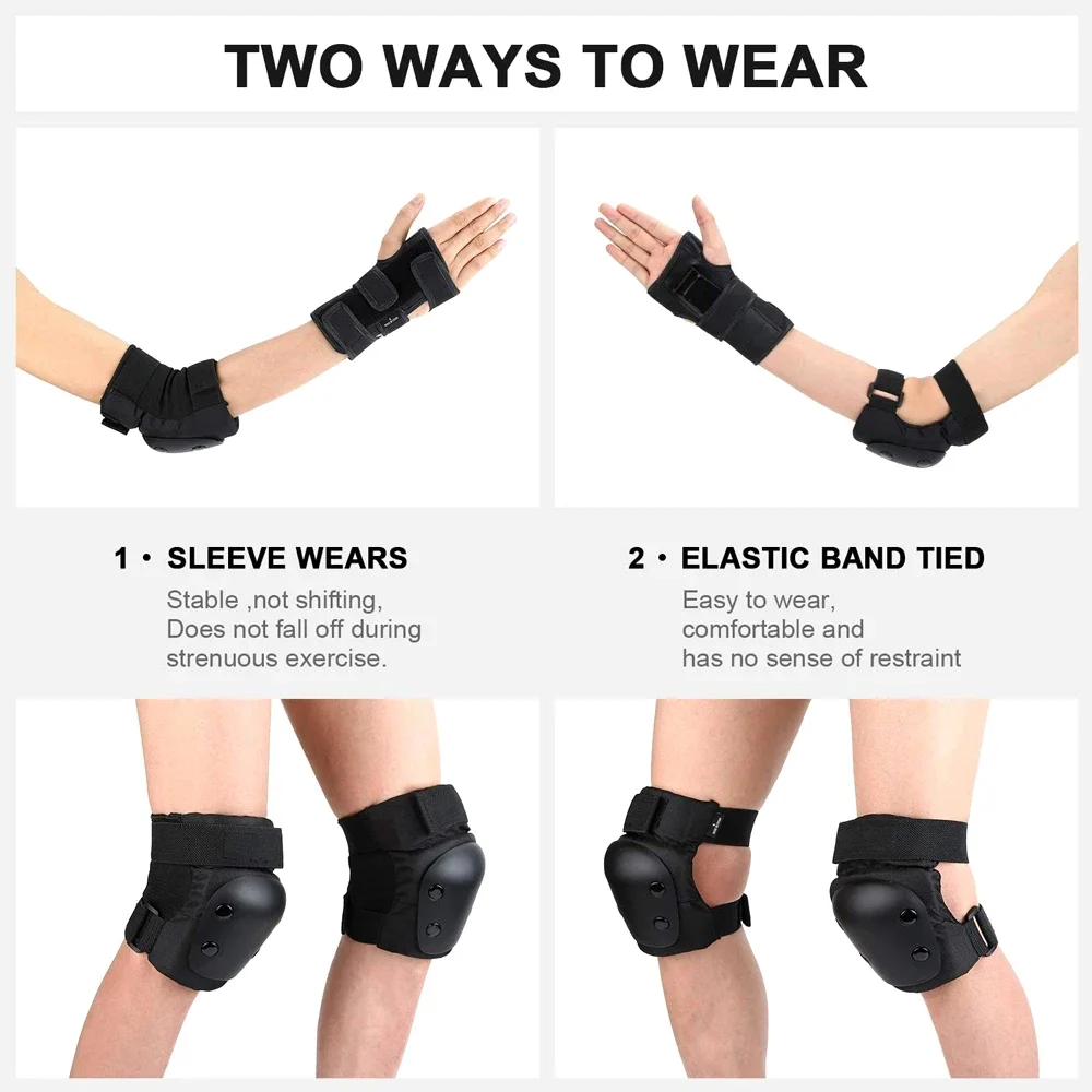 Knieschützer, Ellbogenschützer und Handgelenkschützer für Männer, Frauen und Kinder – Schutzausrüstung zum Skateboarden, BMW und Roller – Multi-Sport-Pad-Set – Detail 9