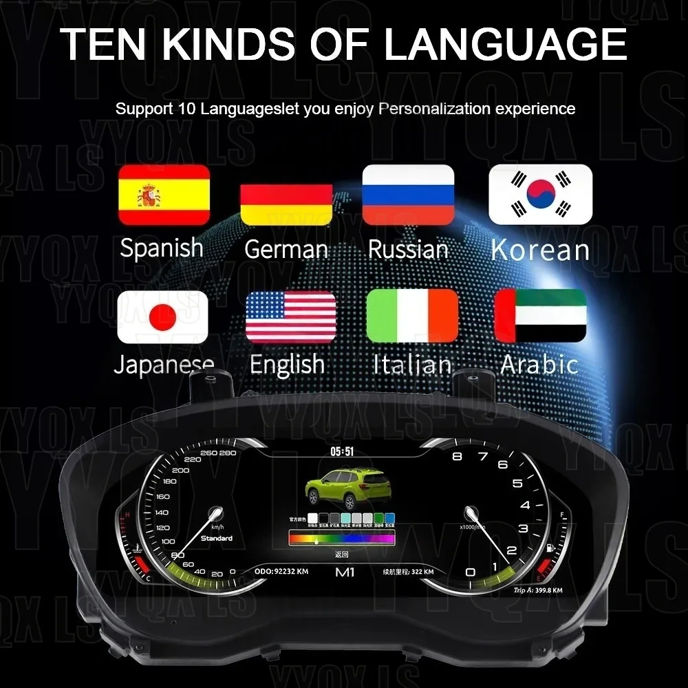 12.3'' Digital Instrument Cluster fit for SUBARU Forester 2019-2024 Liquid Crystal Display Dashboard with CarPlay Plug and Play1