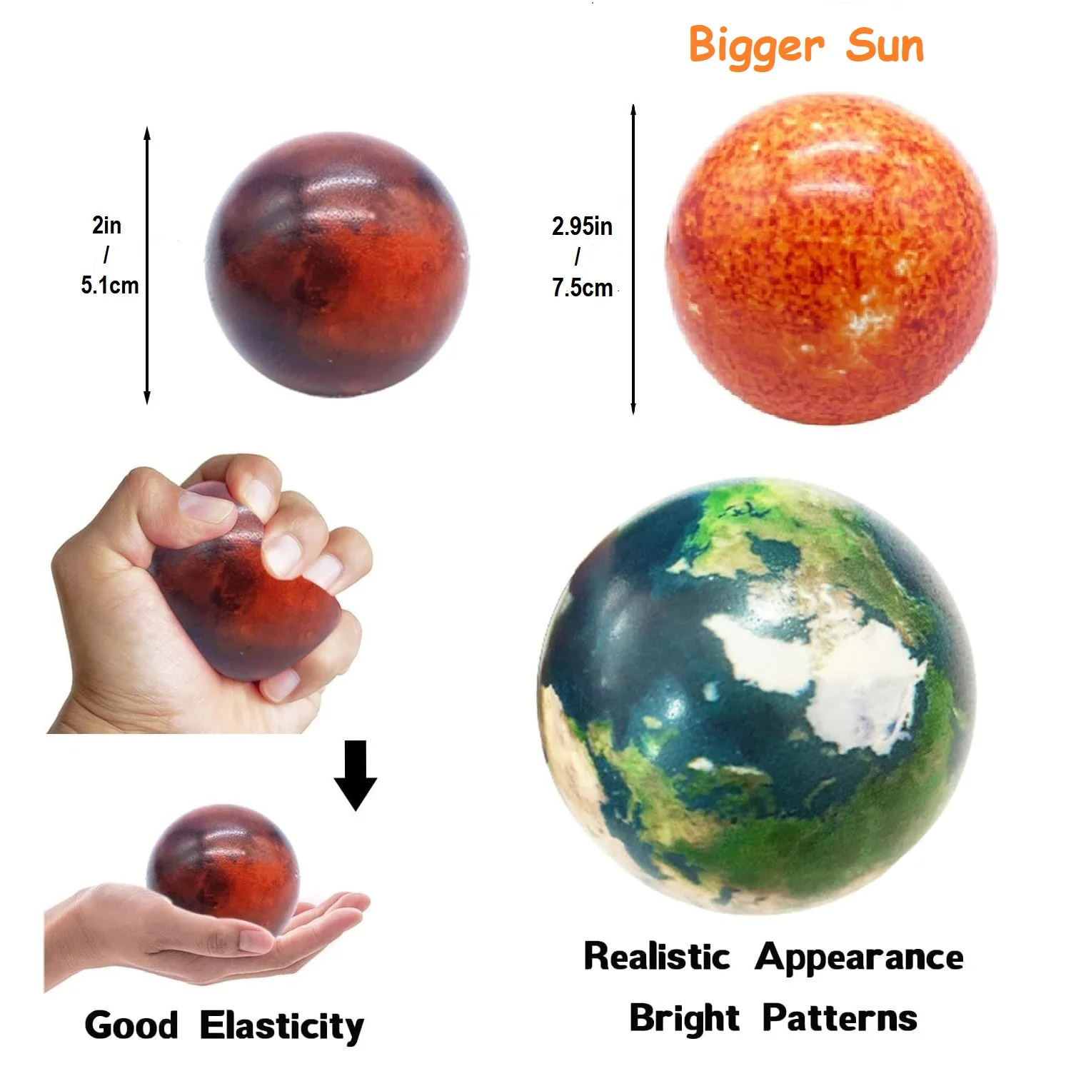 10pcs Solar System Planet Stress Balls,Stress Relief Planets and Space Ball Educational Toys, Anti Stress Solar Educational Ball