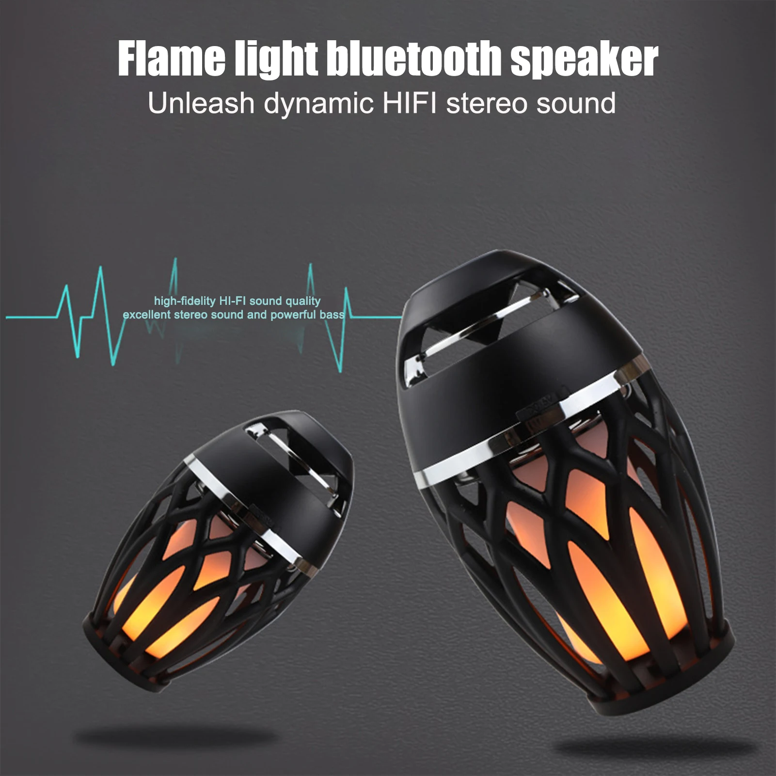 Best-selling Design Dynamic Flame Led Speakers Torch Atmosphere Outdoor Stereo Enhanced Bass Portable Outdoor Nightlight Speaker