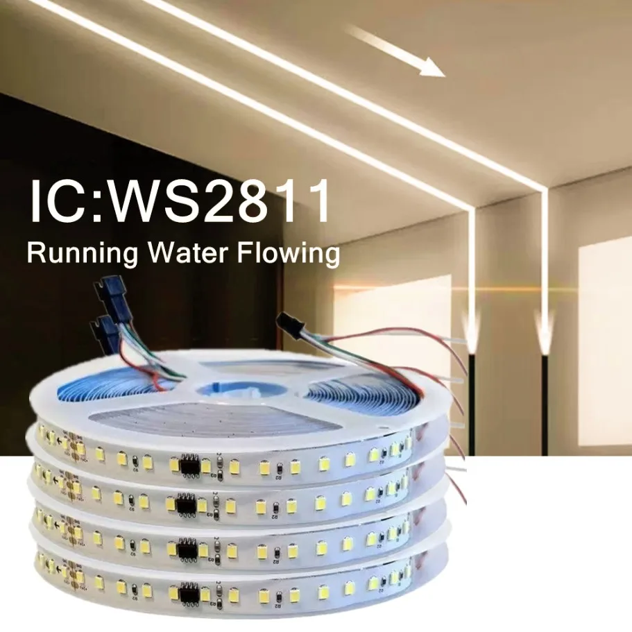 10m/Roll WS2811 Horse Race LED Strip 126Leds/M Running Water Flowing Light Tape Pixel Addressable Flexible Linear Lamp DC 24V