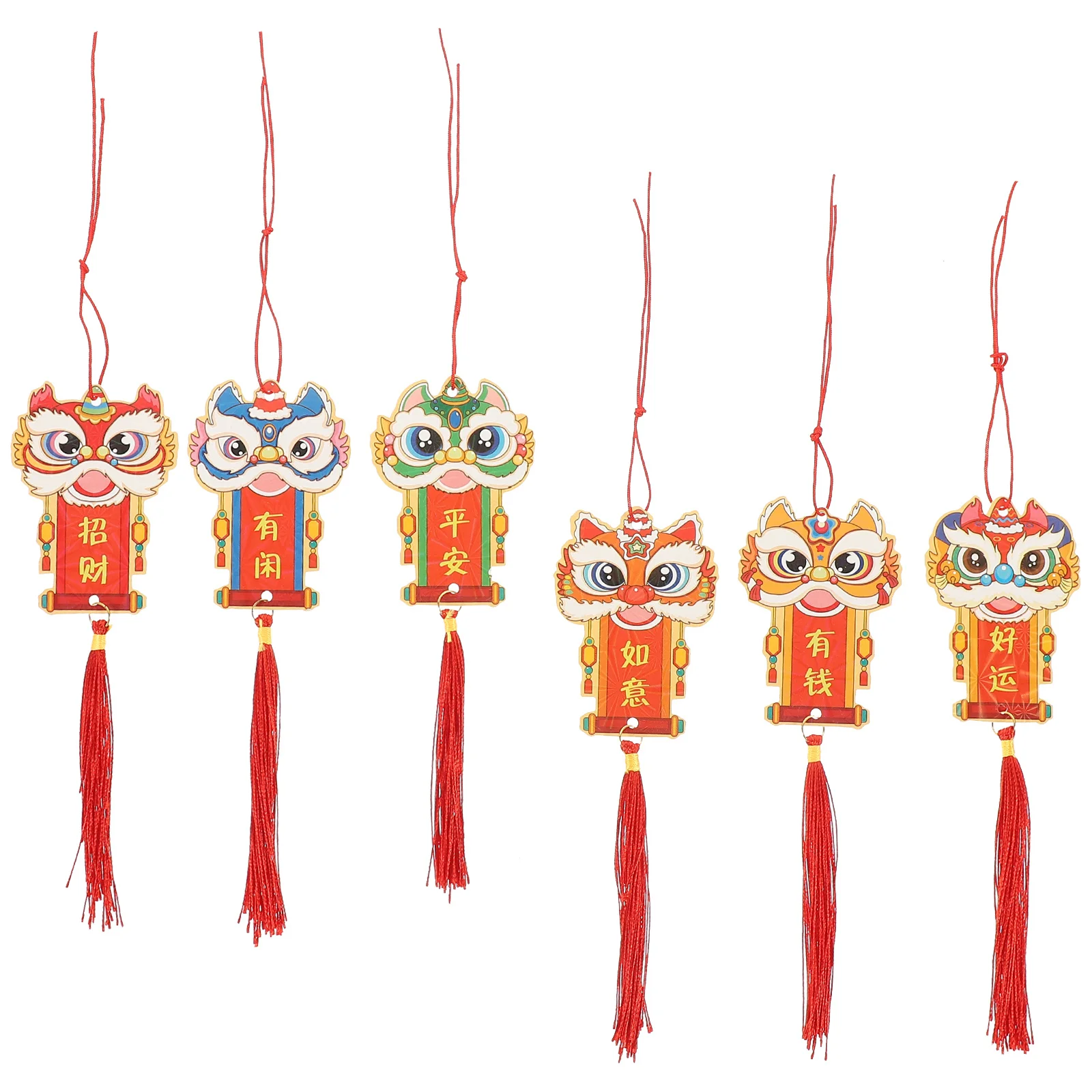 6 قطع من زينة السنة الجديدة على الطراز الصيني، زينة مهرجان قابلة لإعادة الاستخدام للمنزل، باب السيارة، ديكور الحفلات، زينة السنة الجديدة #5