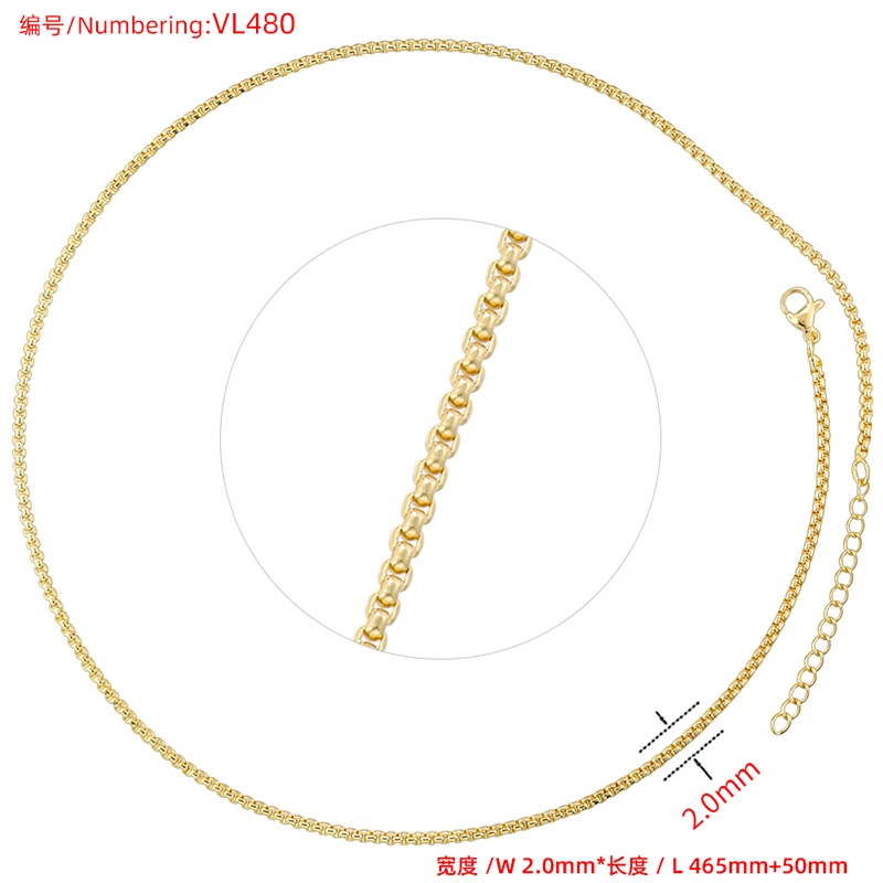ZHUKOU 7 Models 18K Gold Plated Chain Necklaces Can Be Used For Diy Jewellery Pendant Accessories Wholesale:VL480-VL486