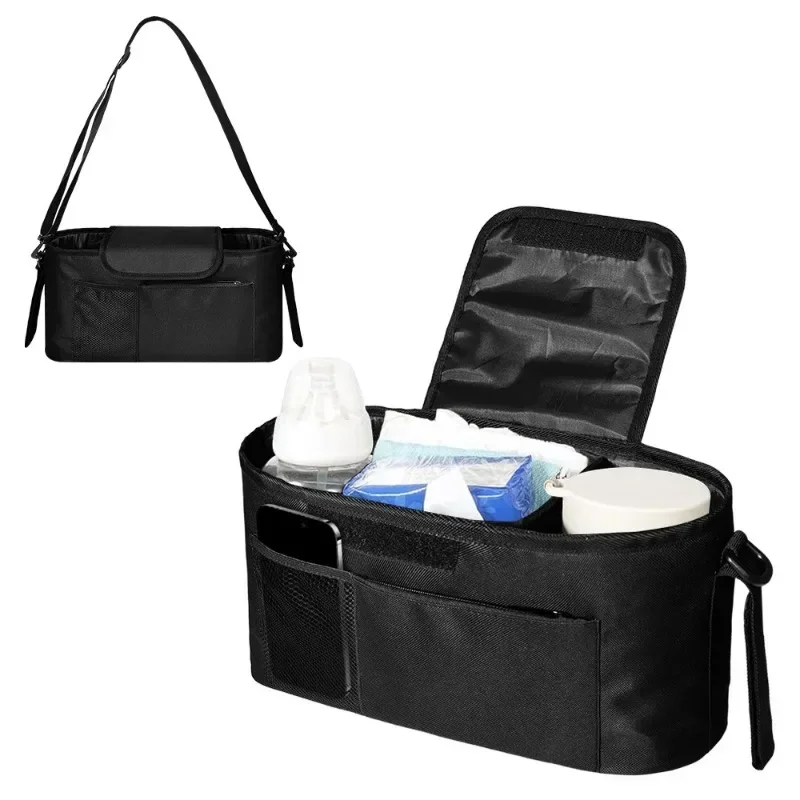 

Stroller Universal storage bag Adjustable shoulder stroller storage bag and cup holder water bottle organizer bag