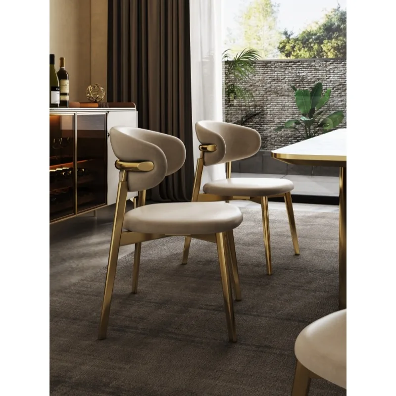 เก้าอี้รับประทานอาหารหนัง, เก้าอี้สตูลในครัวเรือนที่หรูหราเบาๆ, เก้าอี้โต๊ะรับประทานอาหารสแตนเลสที่ทันสมัยและหรูหราเบาๆ