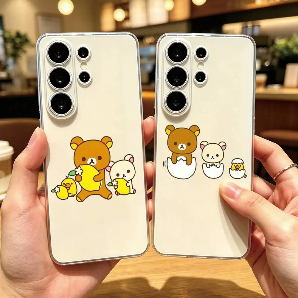C-Cute C-Cartoon R-Rilakkuma Phone Case Transparent Silicone Soft For Samsung S25,S24,S21,S22,S23,S30,Ultra,S20,Plus,Fe Gift