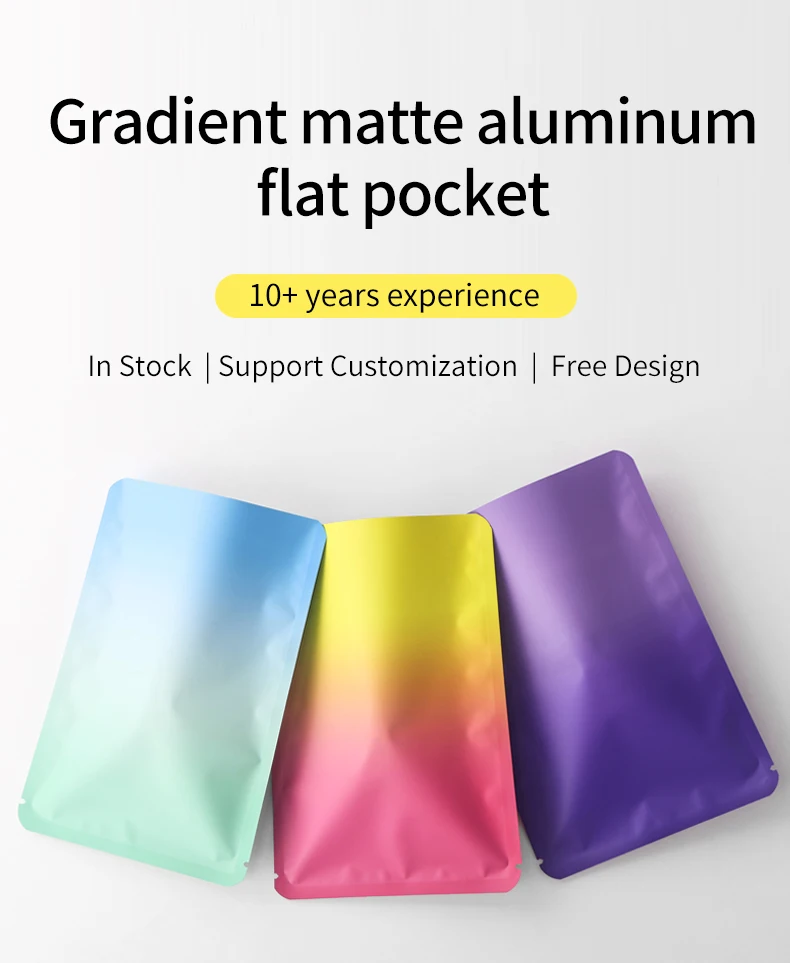 Hot Seal Straight Side Matte Gradient Aluminiumfolie Seal Verpackungsbeutel Candy Jewellery Blind Bags Hot Seal Self Seal Beutel – Detail 1