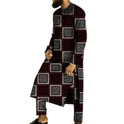 Tailor Made Men's Festival Suit Long Shirt With Trouser Male Nigerian Print Robe Set African Traditional African Outfits