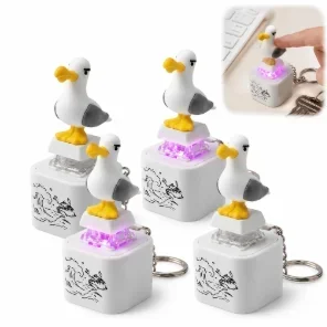 *Seagull Mine Keychain, USB Clicky Keyboard Fidget Button, LED Sound Keychain