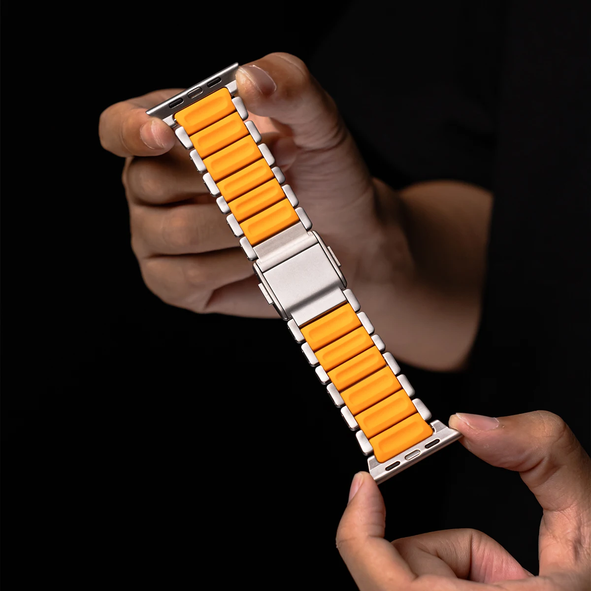 سوار مغناطيسي من التيتانيوم + السيليكون لساعة أبل الترا 3 2 49 مللي متر 46 مللي متر 45 مللي متر 44 مللي متر حزام فاخر لسلسلة 11 10 9 8 7 6 SE #4