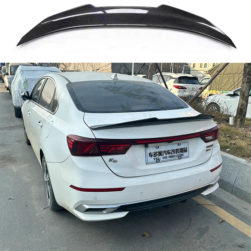 

Trunk Boot Lid Duck Tail Lip Spoiler Wings For Kia K3 Cerato Forte Sport GT 2019 2020 2021 Real Carbon Fiber PSM Rear Spoiler