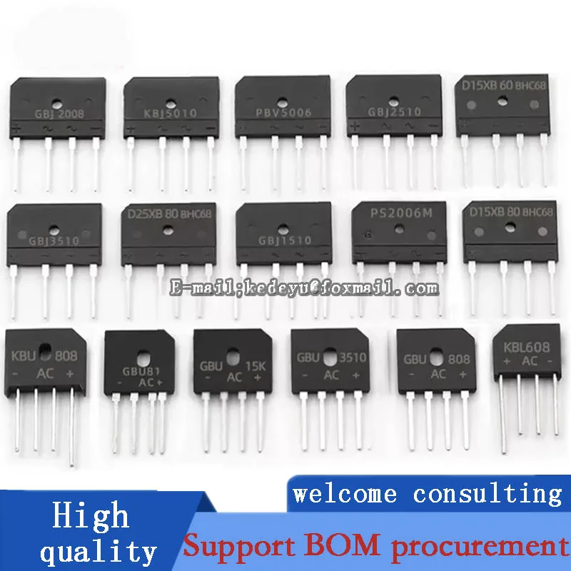 10PCS GBJ2510 3510 2008 GBU808/810 1510 15K RS2006M D15XB60 KBPC610 GBPC351KBL410 RBV50 KBU808 06 KBP210 special bridge stack