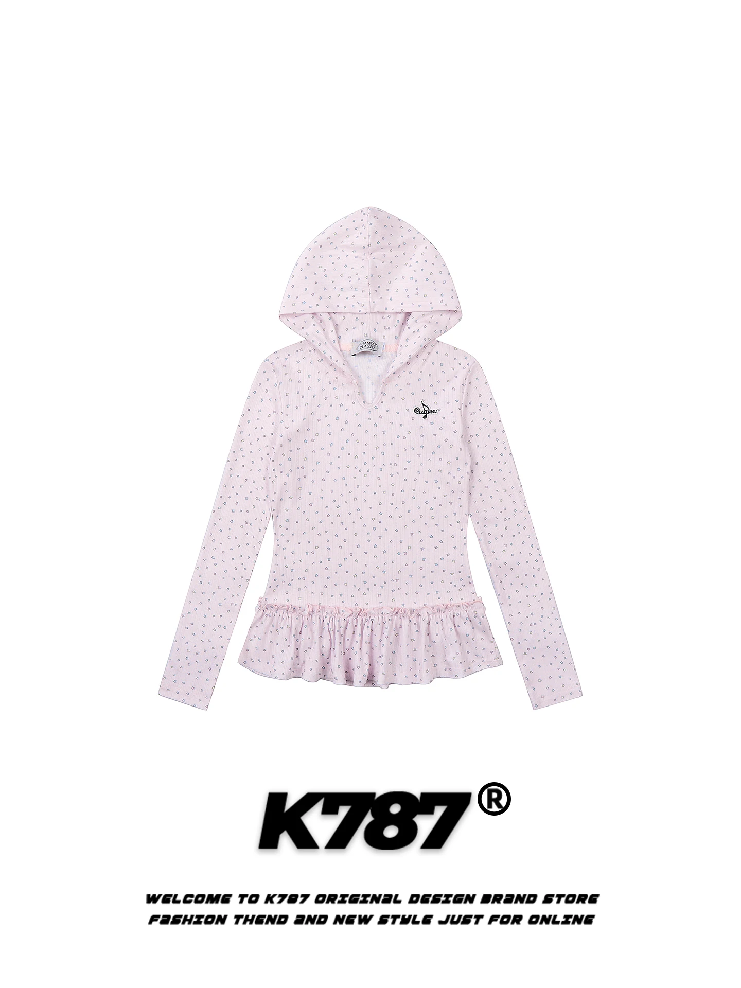 

Женская повседневная футболка K787 в американском стиле с цветочным принтом, весенняя, приталенная, Y2K, антивозрастная, базовый слой, с длинным рукавом, с капюшоном, прямого кроя