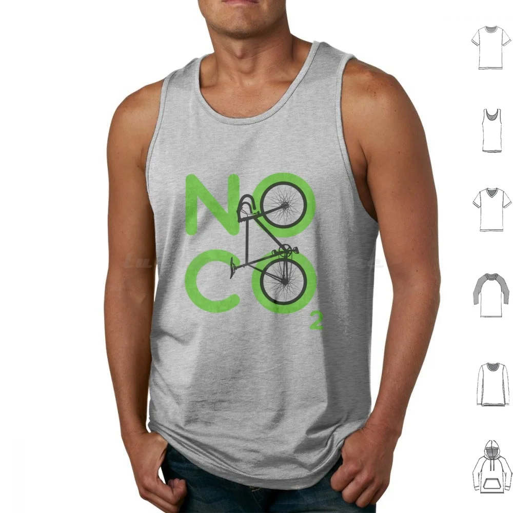 No Co2 Tank Tops Print Cotton Biking Cycling Eco Friendly Sustainability Clean Transportation Minimalist Biking