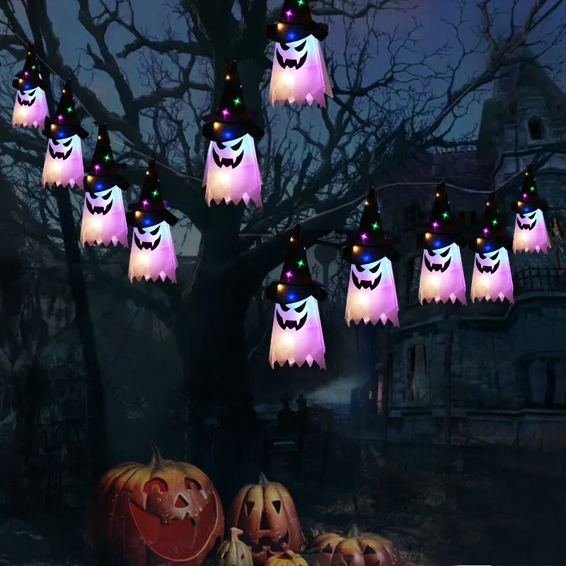 Halloween-Leuchtende Geister-Hängefahnen, Innendekoration, leuchten im Dunkeln, Laterne, Partyzubehör, für Zuhause, draußen, Hof, Anhänger – Detail 6