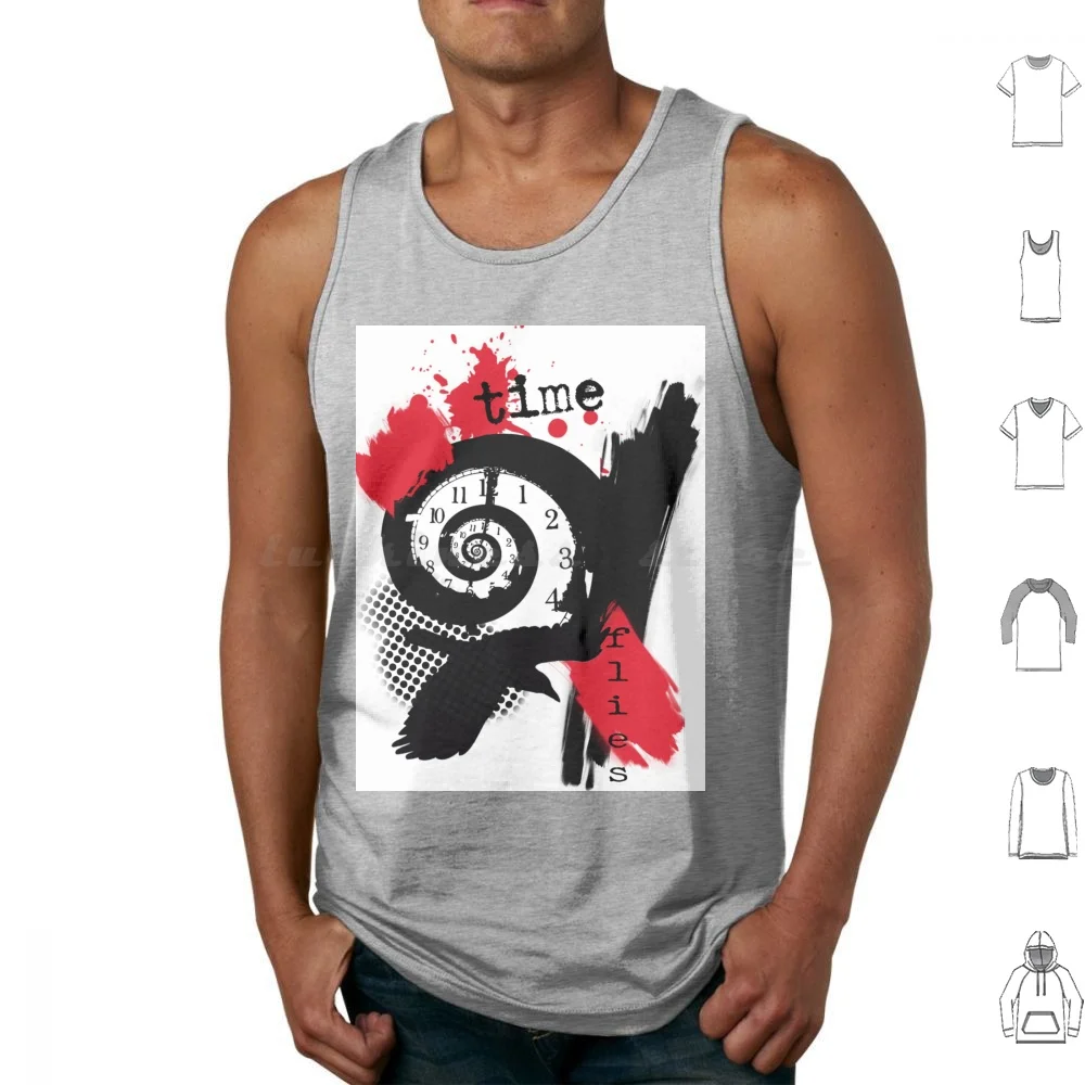 Time Flies Tank Tops Vest Sleeveless Trash Polka Tattoo Time Flies