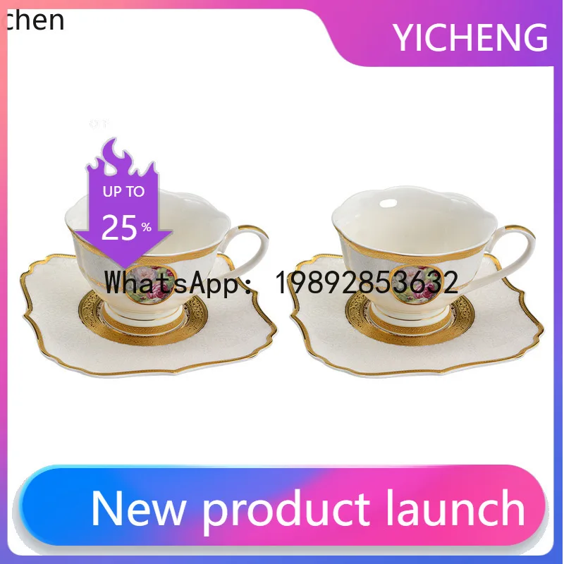 

Exquisite Ceramic Coffee Set Fashionable Cup and Saucer Set Gift Gold-Edged Coffee Cup