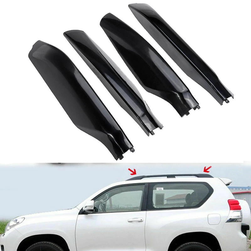 for Toyota Land Cruiser Prado Fj150 2010-2016 2017 2018 Replacement Black Car Styling Roof Rack Cover Bar Rail End Shell 4PCS