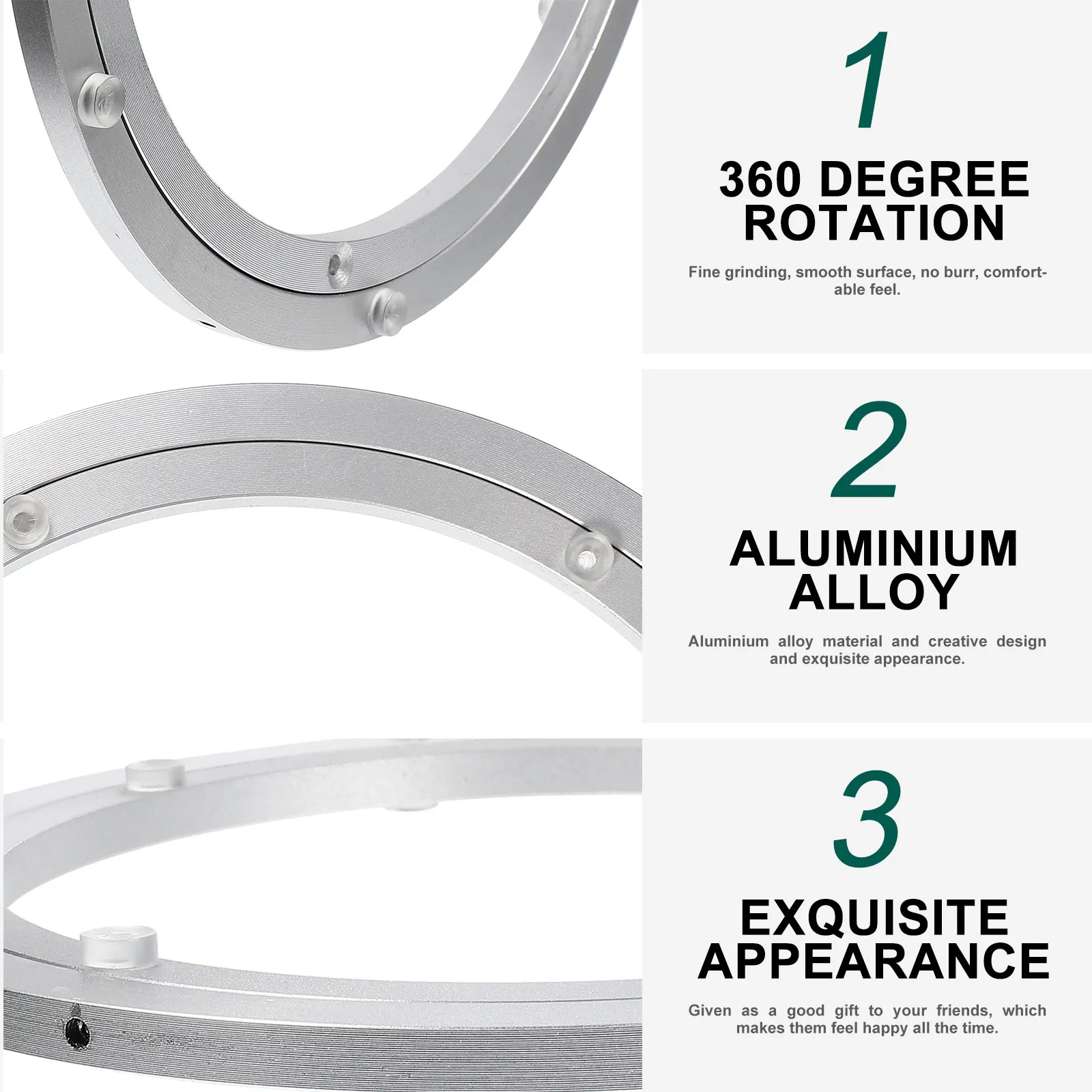 Heavy Duty Aluminum Alloy Round Turntable Bearing for Dining Table, Restaurant & Family Meal Rotation Base