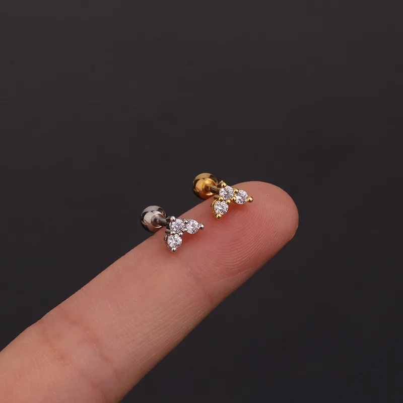 2PCS New Stainless Steel Tragus Piercing Ear Stud Earring for Women Helix Tragus Studs Earring Trendy Jewelry boucles d\'oreilles
