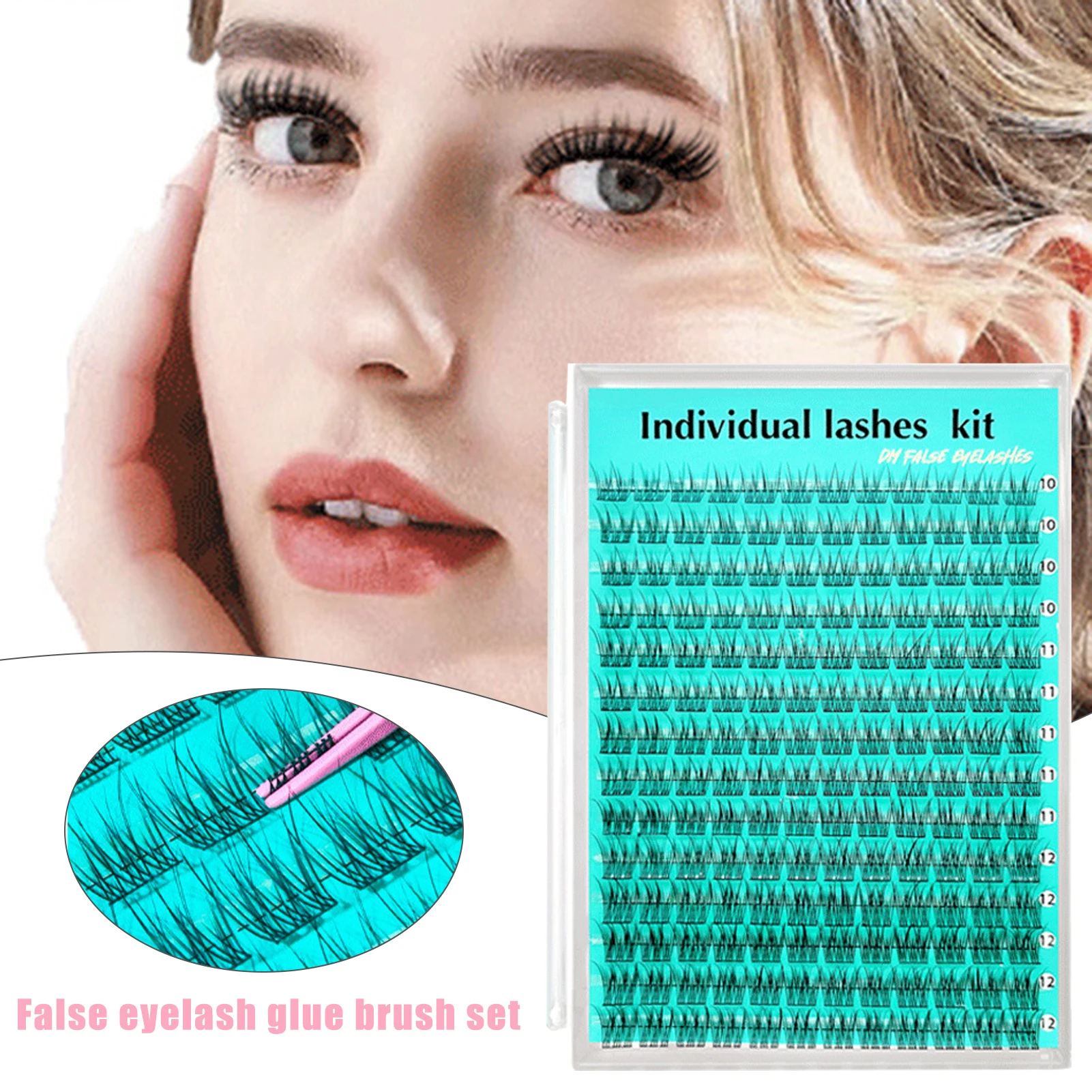 Zestaw 10-12 mm Mix Lash Clusters z wodoodpornym, mocnym uchwytem Zestaw do przedłużania rzęs DIY Lash Bond i pęseta do makijażu rzęs