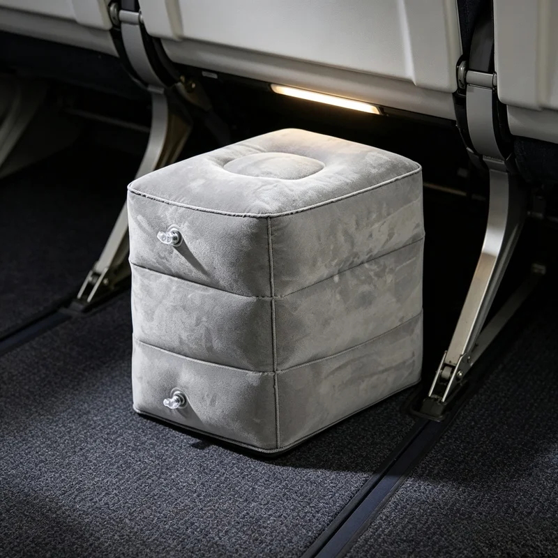 Portable Inflatable Travel Footrest, Adjustable Height Leg Rest Pillow for Airplane Car Office Long Trip Relax Rest