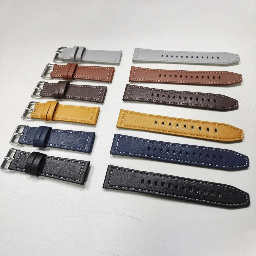 20 22mm Leather Watch Strap for Samsung Galaxy Watch 7/6/5/4 44mm 40mm Business Bracelet Belt Watch6 4 Classic Gear S3 Soft Band