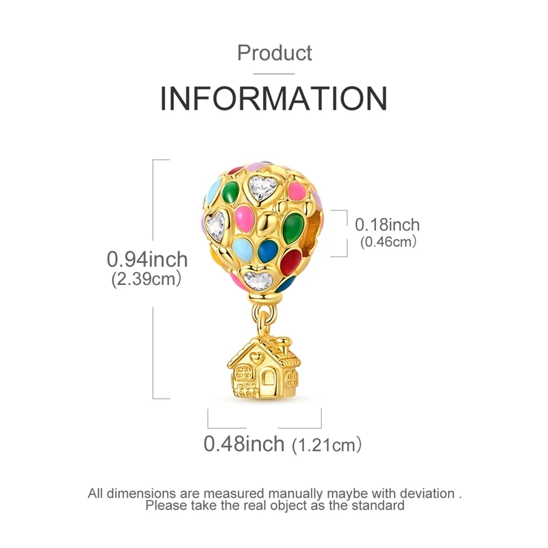 Original Colorful Hot Air Balloon Pendant 925 Silver Charms Bead Fit 3mm Original Bracelet Womens DIY Fine Jewelry Gift Hot Sale