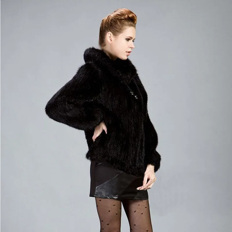 Mink hair knitted fur coat mink clothes fur women\'s  Fashion lapel coat jacket winter fur jacket
