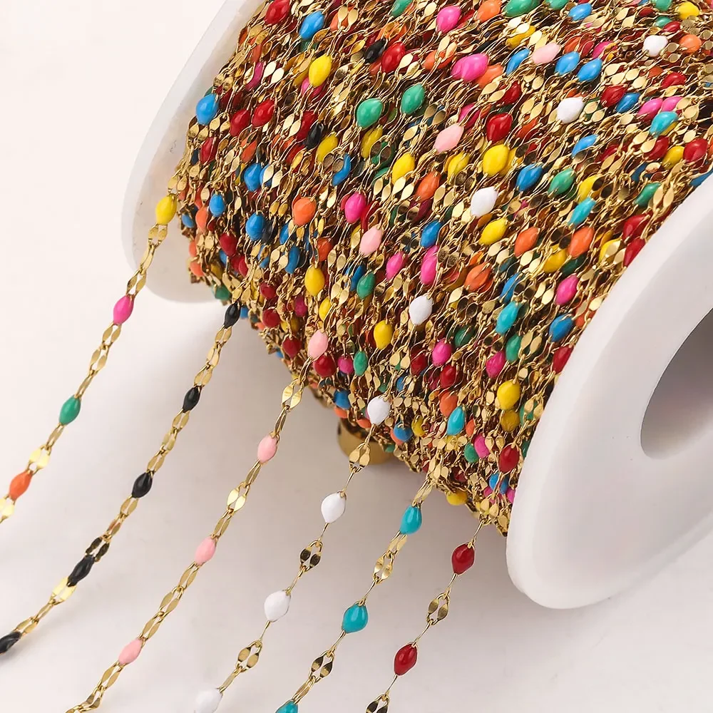 

2 Meters 2MM Width Gold Cable Chain Stainless Steel Enamel Satellite Cable Link Lips Chain for Bracelet Necklace Anklet Making