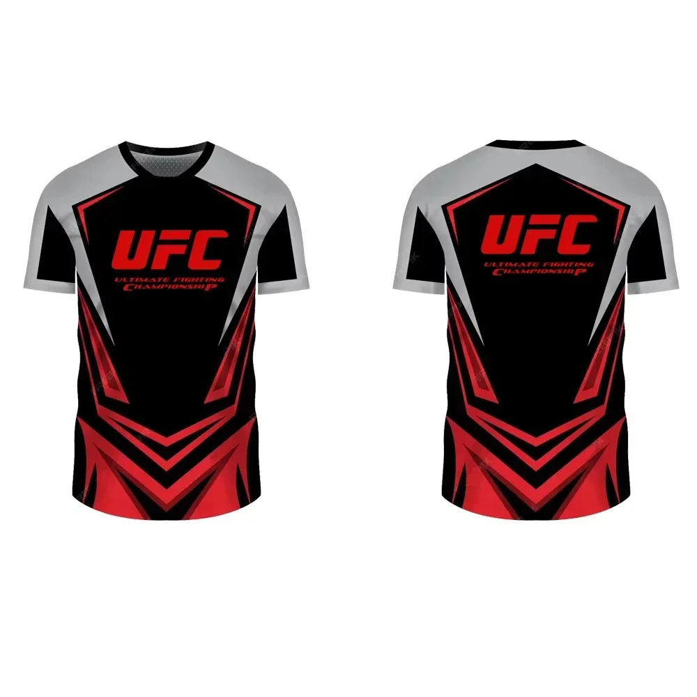2025 موضة تنفس UFC ثلاثية الأبعاد مطبوعة الرجال القتال الصيف جديد الجولة الرقبة تي شيرت الرياضة في الهواء الطلق قصيرة الأكمام القتال