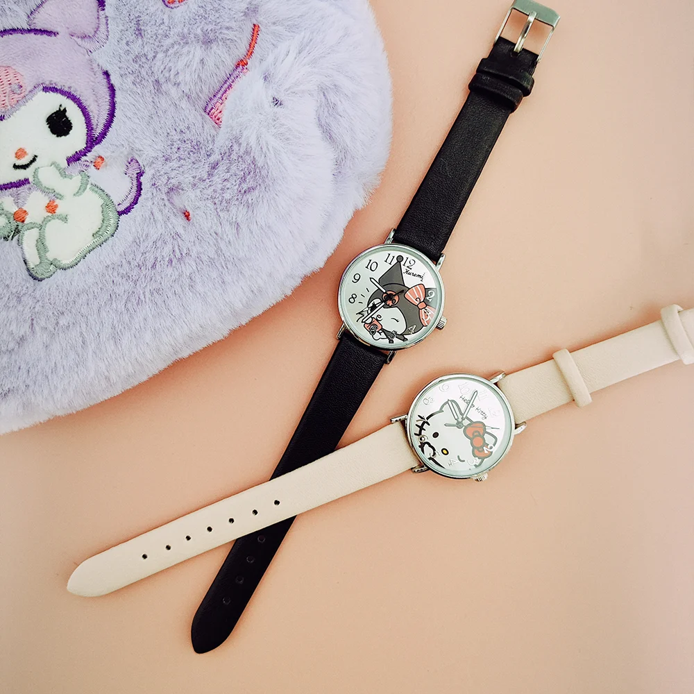 Sanrio Hello Kitty Watch Kuromi Cinnamoroll Cute Quartz Casual Waterproof WristWatch Women Girl Children Birthday Christmas Gift