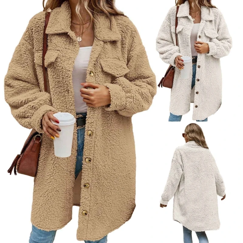 

Womens Fuzzy Fleece Jackets 2023 Solid Color Oversized Long Open Front Cardigan Jackets Coat Warm Winter Faux Furs Dropshipping