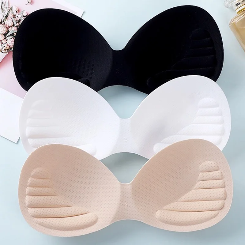 3D Thicken Sponge Bra Pads para Mulheres, Sexy Breast Insert, Push Up Bra, Enhancer Swimsuit, Bikini Pad, Espuma Removível, Íntimos Peito