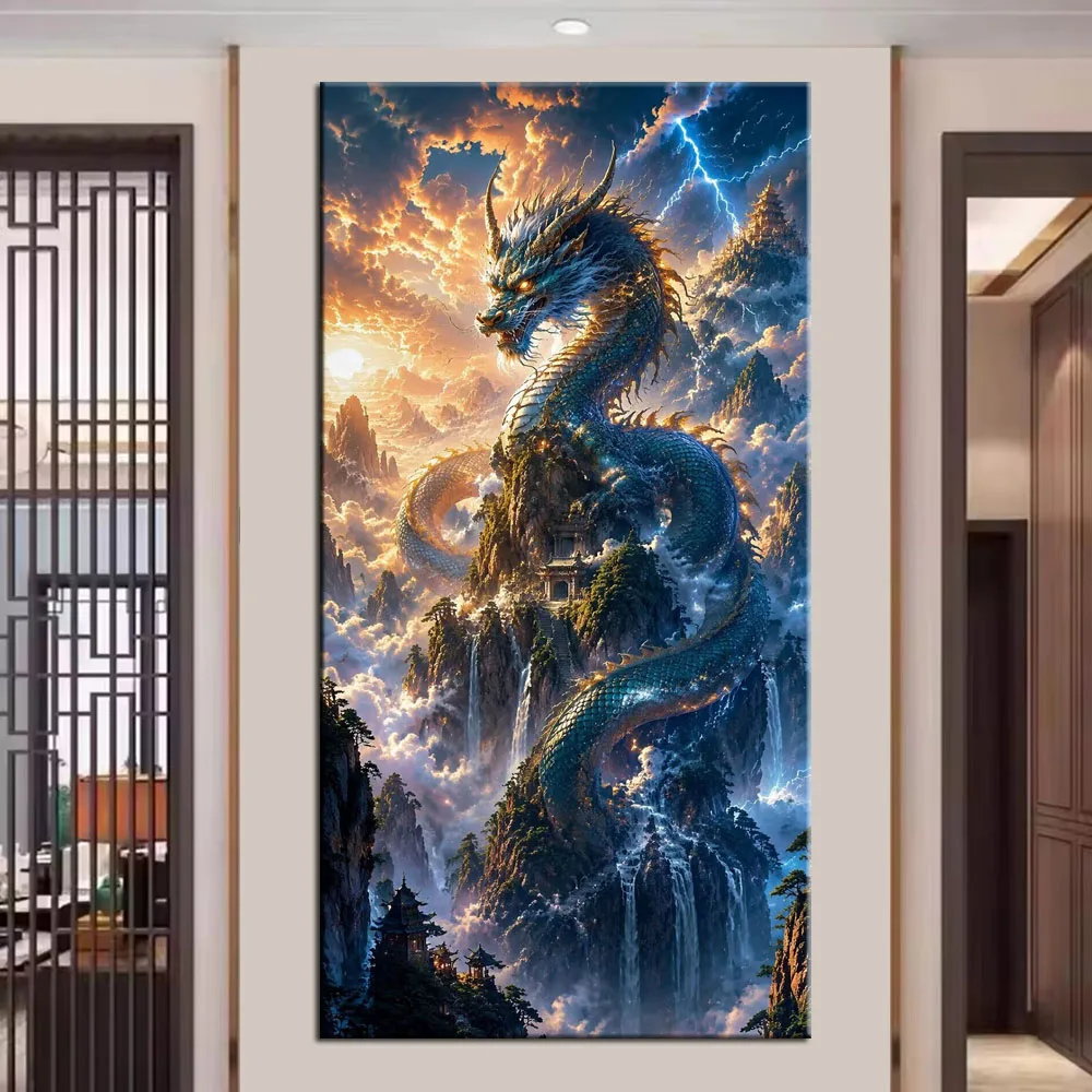 DIY Diamond Painting Cross Stitch Fantasy Dragon and Phoenix Picture Full Drills Diamond Mosaic New Collection Home Decor