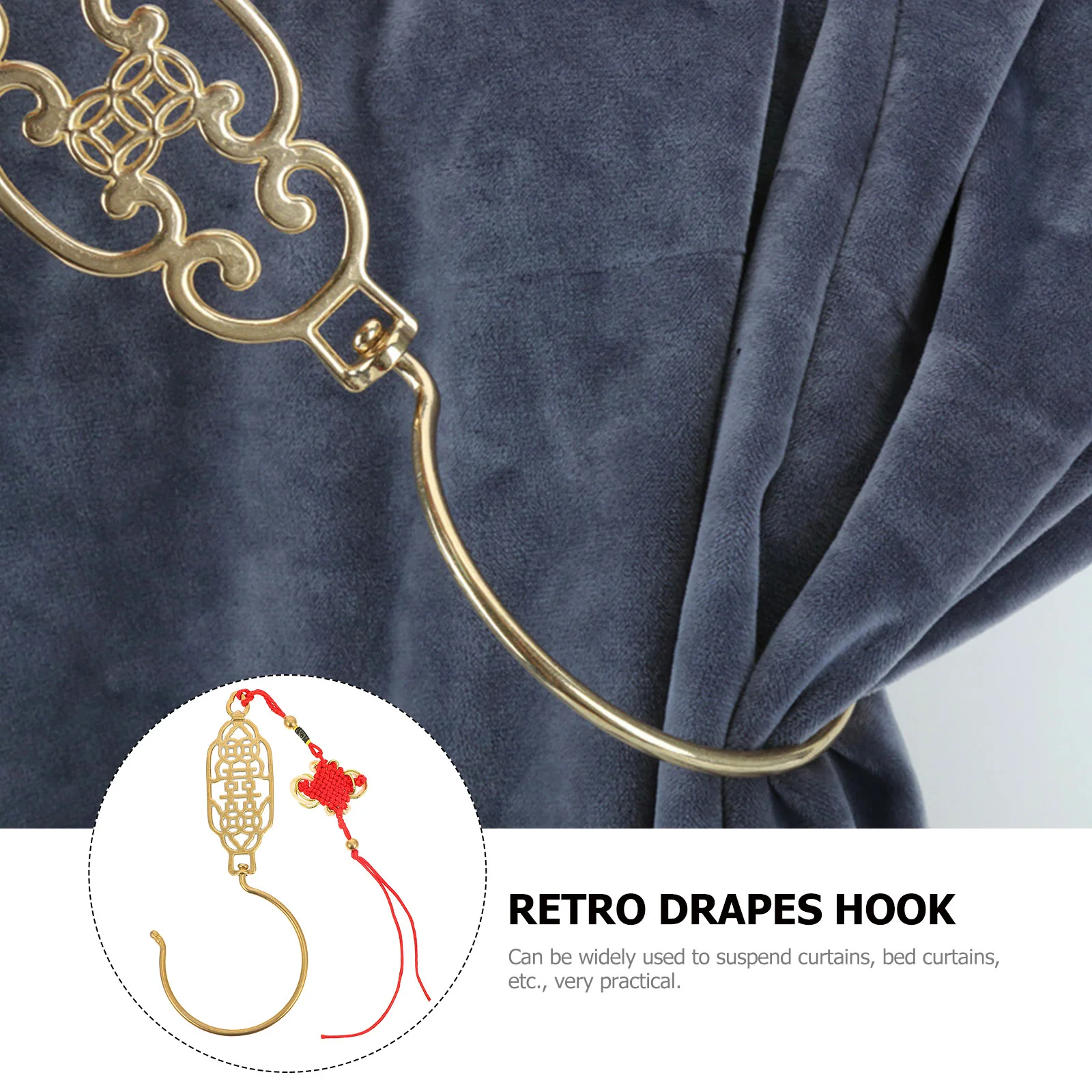 

Retro Chinese Bed Curtain Hook Copper Material Wedding Drapes Hanger Home Decoration Chinese Bed Curtain Hook