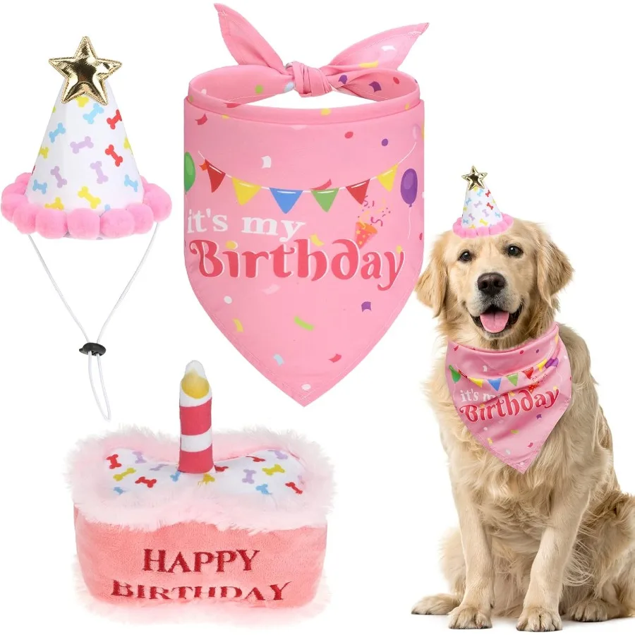 زي عيد ميلاد الكلب، قبعة لطيفة، وشاح باندا وكعكة صارصة، لعبة الكلب لحفلات أعياد الميلاد، هدية رائعة للحفلات الصغيرة