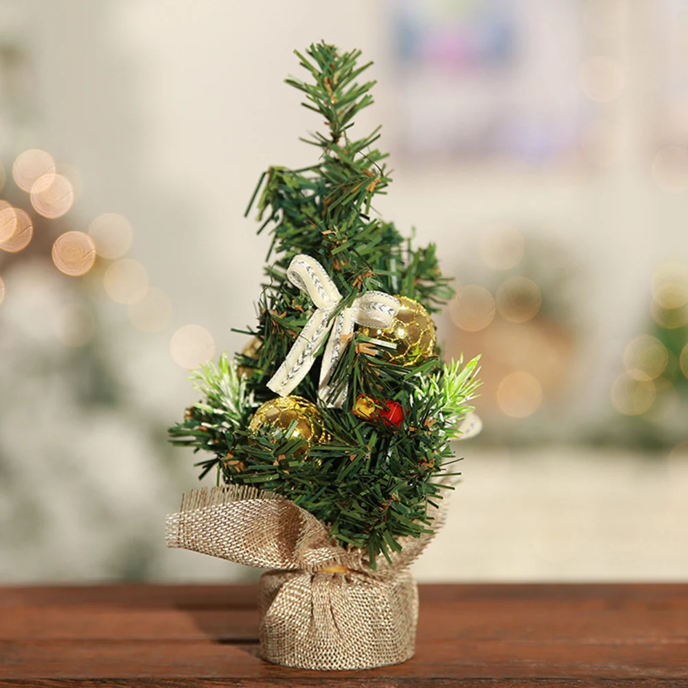 

3pcs Desktop Christmas Tree Small Festive Tabletop Decoration Lightweight Burlap Base Holiday Home Party Ornament Xmas Decor For